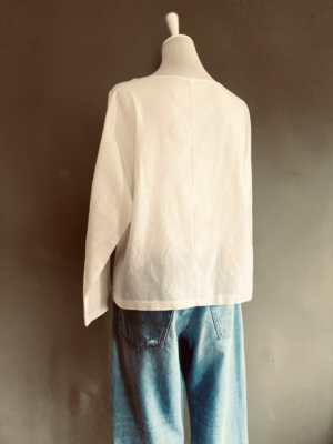 schöne weiße Bluse in Leinenoptik, XL – Bild 3