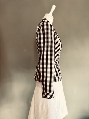 süße schwarz-weiß karierte Jacke, S – Bild 3