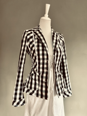 süße schwarz-weiß karierte Jacke, S – Bild 4