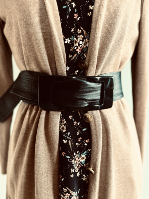 breiter schwarzer Ledergürtel Collection Camille, XL – Bild 1