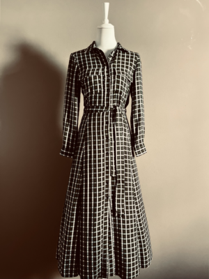 langes kariertes Kleid von Zara, XS – Bild 4