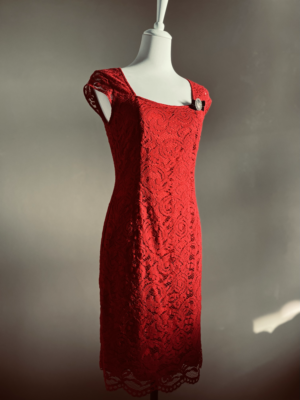 leuchtend rotes Spitzenkleid von Esprit, M – Bild 3