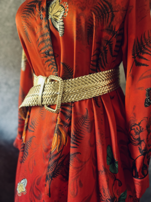 breiter geflochtener goldener Ledergürtel – Bild 3